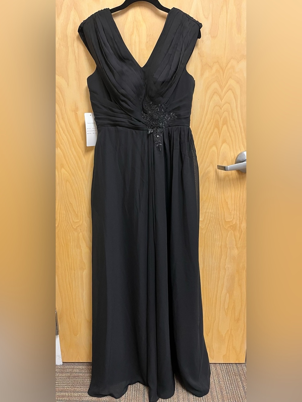 NWT Black Evening Dress with Beaded Appliqué